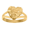 10K Yellow Gold Women's Diamond Cut 10.5mm Split Shank Nugget Pattern Heart Ring