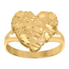 10K Yellow Gold Women's Diamond Cut 13.5mm Split Shank Nugget Pattern Heart Ring