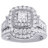 Solitaire Princess Diamond Wedding Bridal Set 14K White Gold Engagement Ring 2Ct