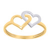 10K Two Tone Gold Women's High Polished 8mm Band Intertwined Double Heart Ring