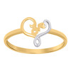 10K Two Tone Gold Women's High Polish 9.5mm Band Script LOVE Swirling Heart Ring