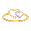10K Two Tone Gold Women's Polished 12mm Love Band Intertwined Double Heart Ring