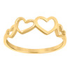 10K Yellow Gold Women's High Polished 6.5mm Love Band Quad 4 Open Hearts Ring