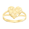 10K Yellow Gold Women's Diamond Cut 11mm Split Shank Nugget Pattern Heart Ring