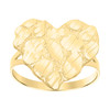 10K Yellow Gold Women's Diamond Cut 18mm Split Shank Nugget Pattern Heart Ring