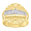 10K Two Tone Gold Men's Diamond Cut 20mm Textured Round Last Supper Pinky Ring