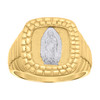 10K Two Tone Gold Mens Textured 18mm Stone Pattern Jubilee Square Guadalupe Ring