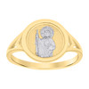 10K Two Tone Gold Women's Textured 11.5mm Chevron Circle Top Saint Jude Ring