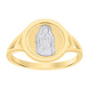 10K Two Tone Gold Women's Textured 11.5mm Chevron Circle Lady of Guadalupe Ring