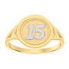 10K Two Tone Gold Womens Textured 11.5mm Chevron Circle 15 Anos Quinceanera Ring