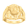 10K Yellow Gold Men's Diamond Cut 19.5mm Religious Band Jesus Face Pinky Ring