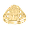 10K Yellow Gold Womens Diamond Cut 15mm Split Shank Double Cross Jesus Face Ring
