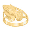 10K Yellow Gold Women's 13.5mm Diamond Cut Split Shank Nugget Praying Hands Ring