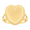 10K Yellow Gold Women's D/C 15mm Split Shank Beaded Border Textured Heart Ring
