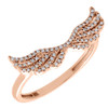 Diamond Wedding Band Ladies 14K Rose Gold Round Cut Angel Wings Ring 0.12 Tcw.