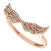 Diamond Wedding Band Ladies 14K Rose Gold Round Cut Angel Wings Ring 0.12 Tcw.