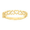 10K Yellow Gold Women's High Polished 3.5mm Love Band Open Multiple Hearts Ring