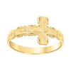 10K Yellow Gold Women's High Polished 11mm Filigree Band Sideways Crucifix Ring