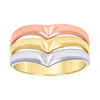 10K Tri Color Gold Women's D/C 11.5mm Leaf Band Triple Pointed Semanario Ring