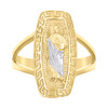 10K Two Tone Gold Women's Textured 19mm Oval Rectangle Greek Key St. Jude Ring