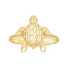 10K Yellow Gold Womens Diamond Cut 14mm Ocean Theme Oval Pattern Sea Turtle Ring