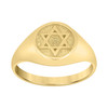 10K Yellow Gold Men's Textured 12mm Band Round Top Star of David Signet Ring