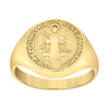 10K Yellow Gold Men's Textured 15.5mm Domed Religious St. Benedict Signet Ring