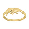10K Yellow Gold Women's Polished 7.5mm Sea Life Band Two Jumping Dolphins Ring