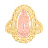 10K Two Tone Gold Men's Polished 20mm Filigree Oval Rose Lady of Guadalupe Ring