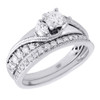 Diamond Engagement Wedding Ring 14K White Gold Solitaire Bridal Set 0.89 Tcw.