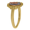 10K Tri Color Gold Womens 13mm Texture Floral Border Oval Lady of Guadalupe Ring