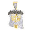 Black Diamond Mini Jesus Piece Face Pendant .925 Sterling Silver Charm w/ Chain