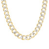 Sterling Silver Two-Tone Gold Plated D/C 8.5mm Super Flat Curb  Chain 18" to 26"