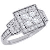 Diamond Engagement Ring 14K White Gold Halo Antique Style Round Cut 1.16 Ct.