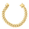925 Sterling Silver Yellow Gold Plated 12mm Solid Miami Cuban Bracelet | 8"