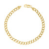 925 Sterling Silver Yellow Gold Plated Plain 6mm Super Flat Curb  Bracelet | 9"