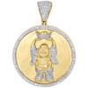 10K Yellow Gold Diamond Buddha Pendant Round Cut Pave Medallion Charm 1.20 Ct.