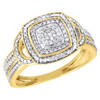 10K Yellow Gold Diamond Square Promise Statement Band Right Hand Ring 1/7 CT.