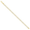 Sterling Silver Two-Tone Gold Plated D/C 5mm Super Flat Curb  Bracelet 8" to 9"