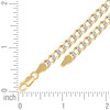 Sterling Silver Two-Tone Gold Plated D/C 5mm Super Flat Curb  Bracelet 8" to 9"