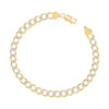 Sterling Silver Two-Tone Gold Plated D/C 7mm Super Flat Curb  Bracelet 7" to 9"