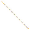Sterling Silver Two-Tone Gold Plated D/C 7mm Super Flat Curb  Bracelet 7" to 9"