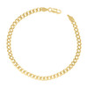 925 Sterling Silver Yellow Gold Plated 3.5mm Super Flat Curb  Bracelet 7" to 9"
