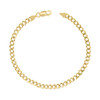 925 Sterling Silver Yellow Gold Plated 4mm Super Flat Curb  Bracelet | 7" to 9"