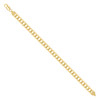 925 Sterling Silver Yellow Gold Plated 7mm Super Flat Curb  Bracelet | 7" to 9"