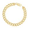 925 Sterling Silver Yellow Gold Plated 8.5mm Super Flat Curb  Bracelet 7" to 9"