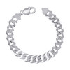 Sterling Silver Rhodium Finish 10.5mm Solid Super Flat Curb  Bracelet | 8" to 9"