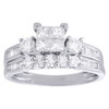 Diamond Bridal Set 10K White Gold Princess Round Baguette Engagement Ring 1 Ct.