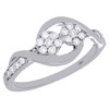 14K White Gold Two Stone Cluster Diamond Swirl Flower Engagement Ring 0.33 Ct