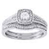 Diamond Solitaire Bridal Set Ladies 10K White Gold Round Engagement Wedding Ring